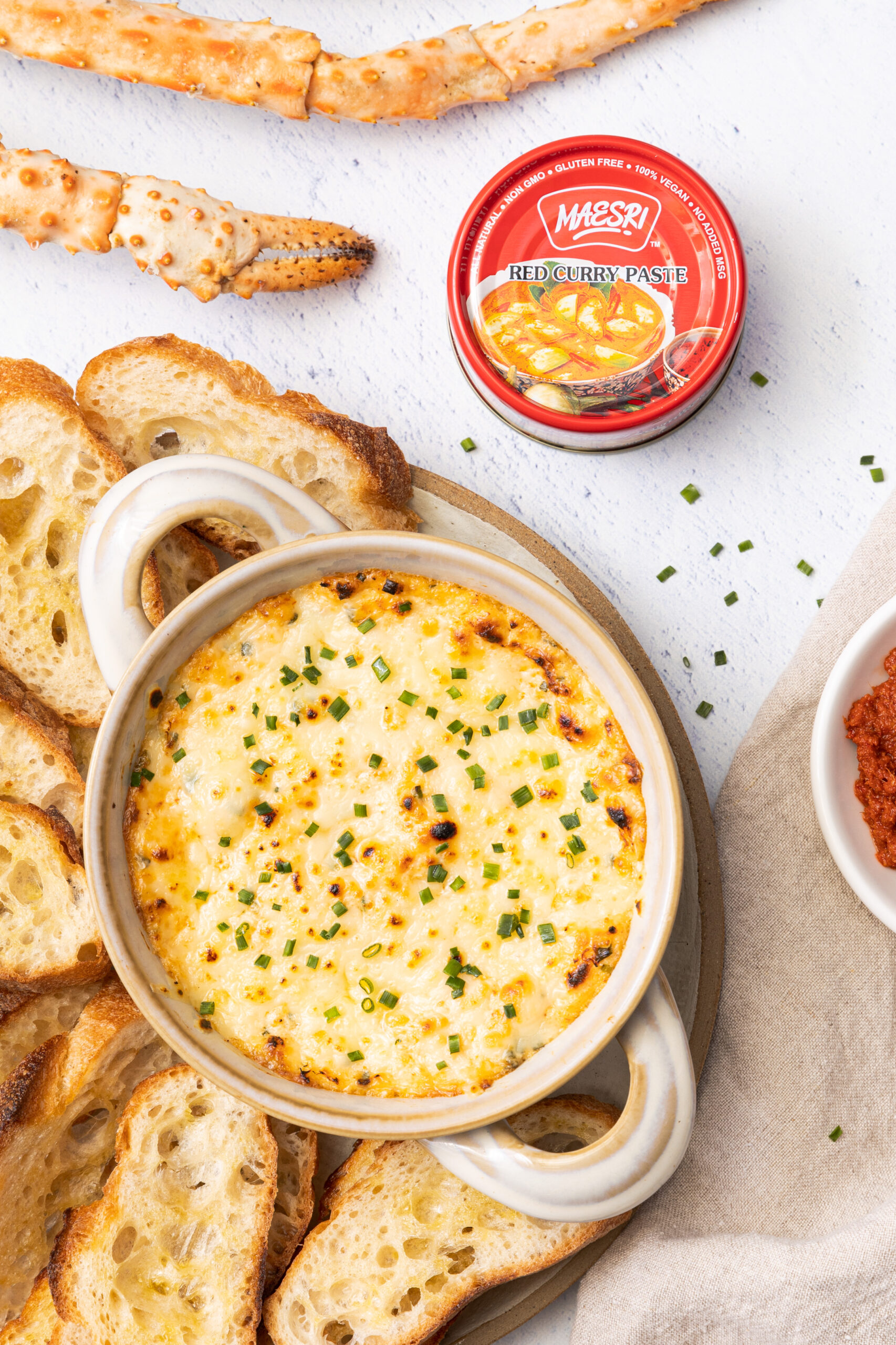 Curry Crab Dip spread with sliced bread